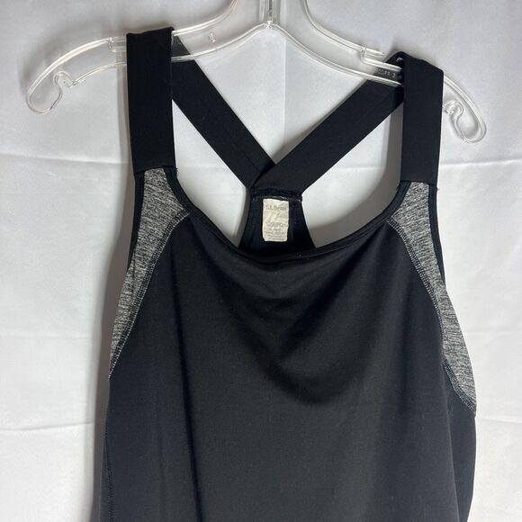 LL Bean Black Sleeveless Racetrack Built In Bra Athletic Dress Women’s XL Reg - Picture 2 of 9